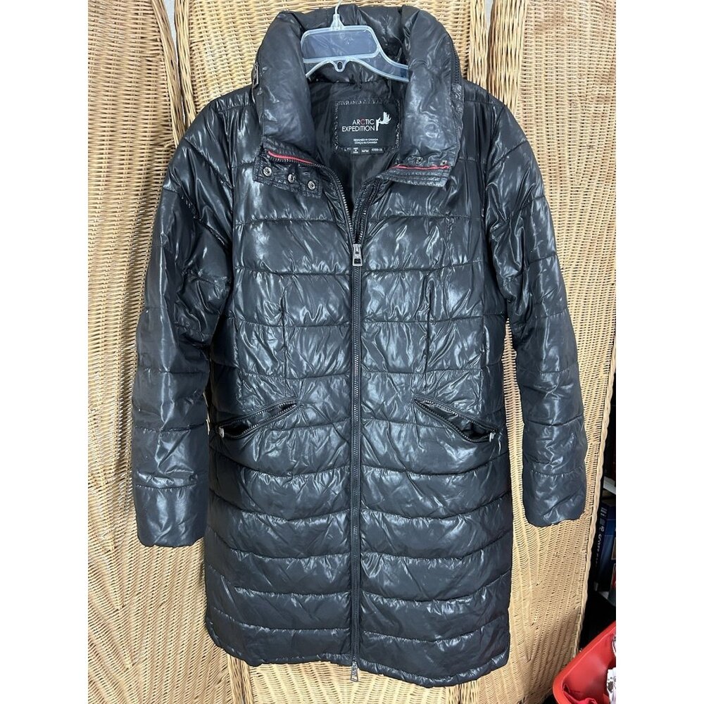 black Arctic Expedition women's puffer jacket Hidden Hood